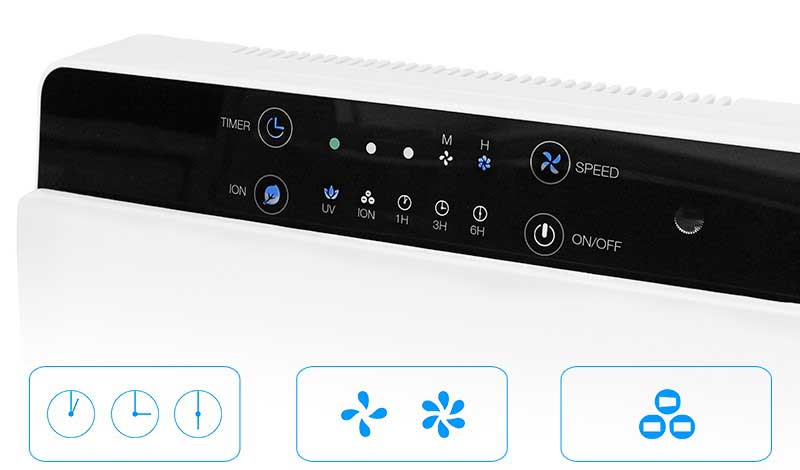 VIOLET touch controls and air purifier functions