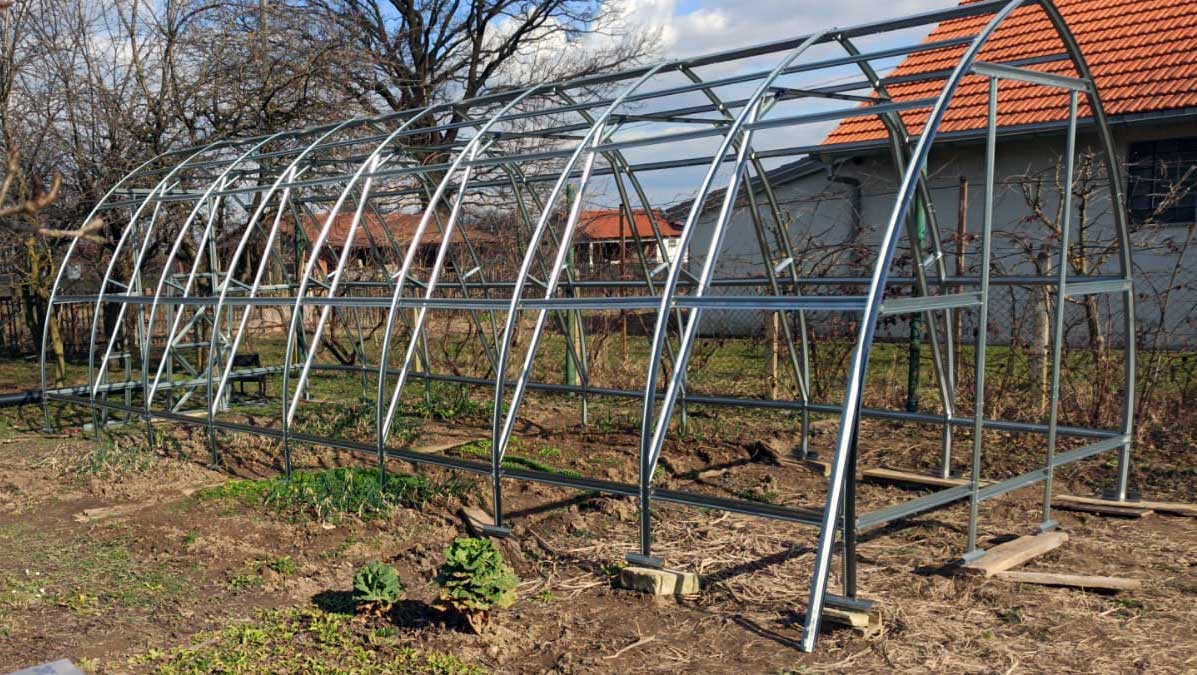 Strelka 3 galvanized steel greenhouse frame without polycarbonate sheets