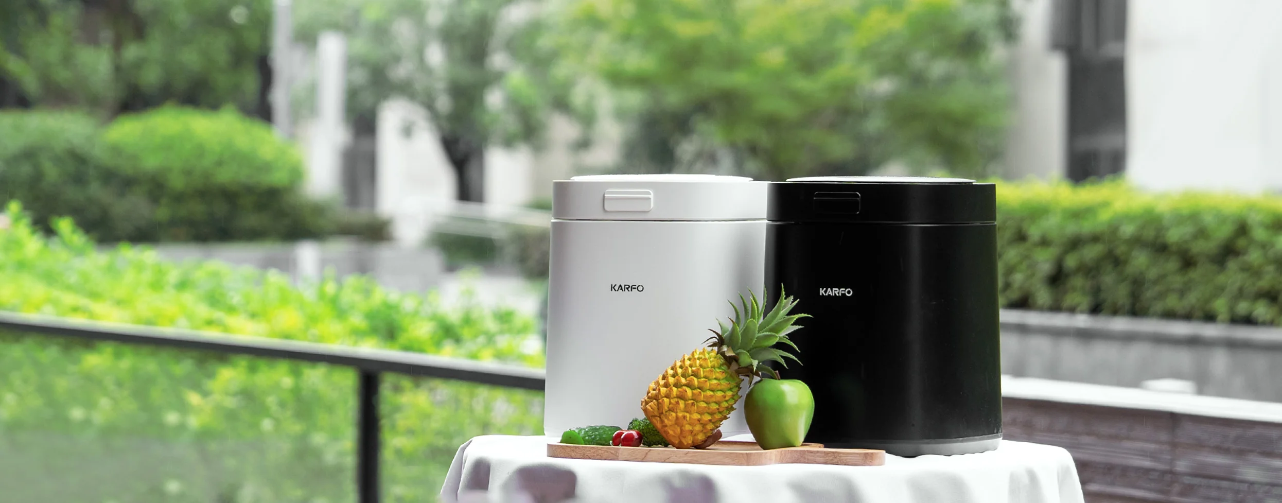 Karfo electric composters for reducing food waste at home, in offices, restaurants, hotels and commercial kitchens