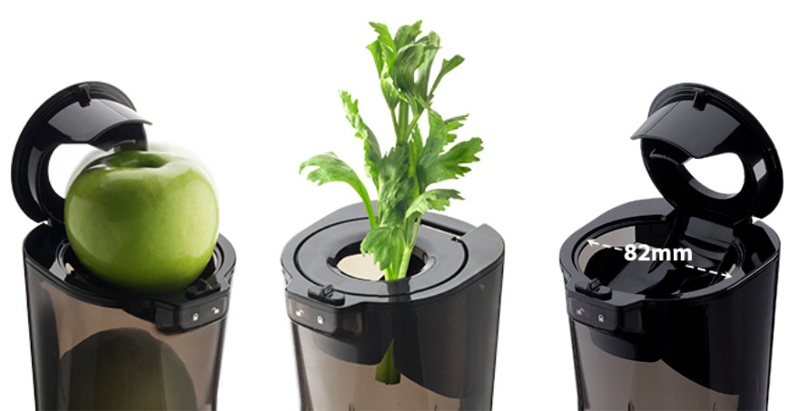 Kuvings EVO 820 wide feeding system for fruits and vegetables