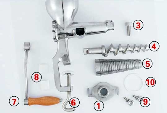 Manual stainless steel wheatgrass juicer parts