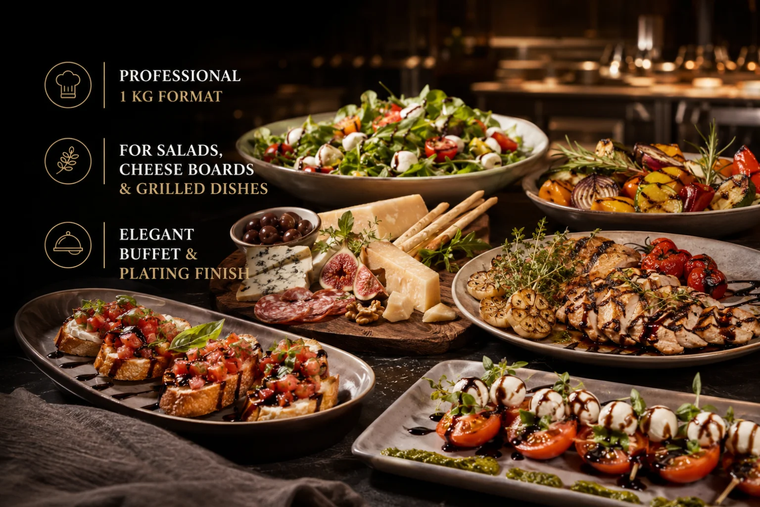 HealthyChef Fruit Balsamic Creams 1 kg for HoReCa kitchens, salads, cheese boards, grilled dishes and professional plating