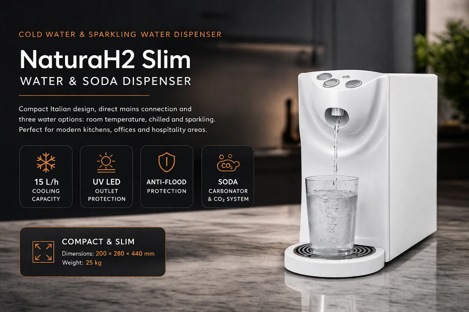 NaturaH2 Slim water and soda dispenser
