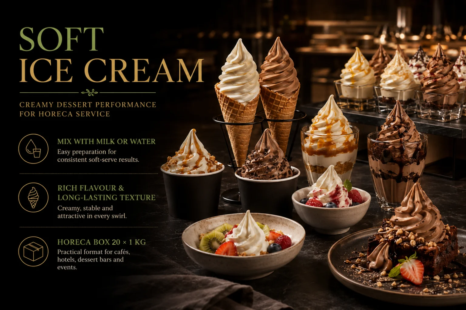 HealthyChef HealthyChef Soft Serve & Ice Cream Bases box of 20 × 1 kg bags for premium kitchen and dessert use